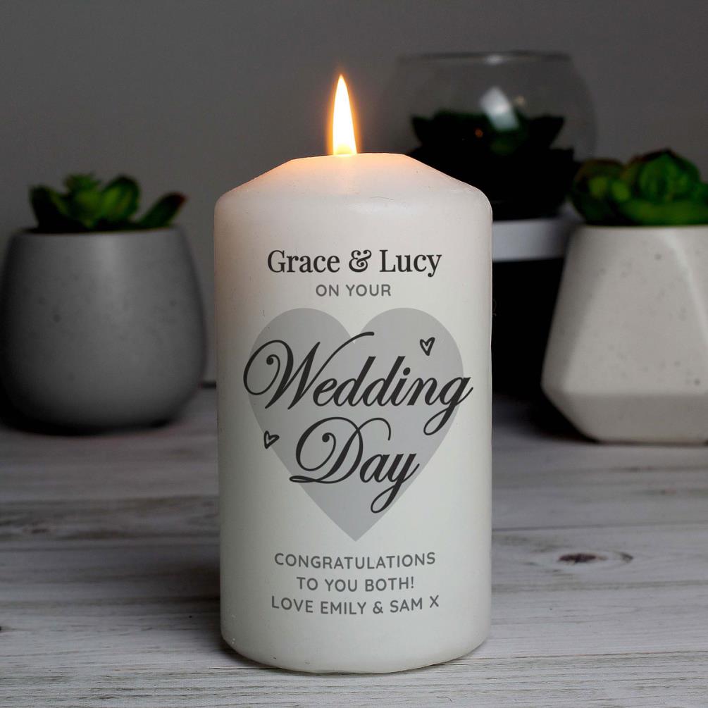 Personalised On Your Wedding Day Pillar Candle Extra Image 1